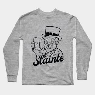 Sláinte - Leprechaun - black outline Long Sleeve T-Shirt